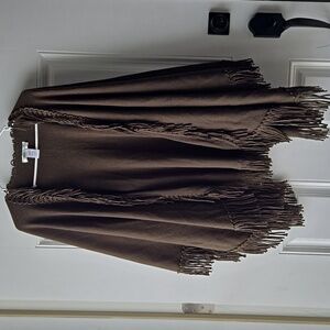 Coldwater Creek Olive Green Fringe Poncho
